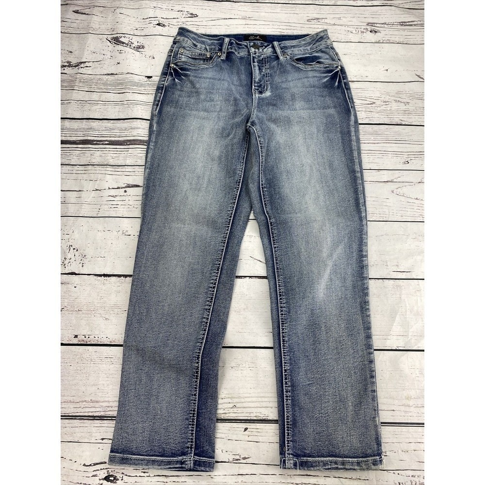 Earl Jean‎ Embellished Pocket Jeans Size 8 Blue Denim Rhinestone Detail
